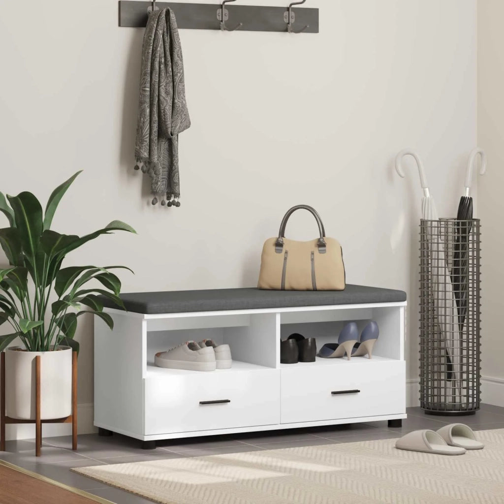 Panca per ingresso con cuscino-Sgabello-Panca da Corridoio Bianco 100 x 38 x 46 cm 808767