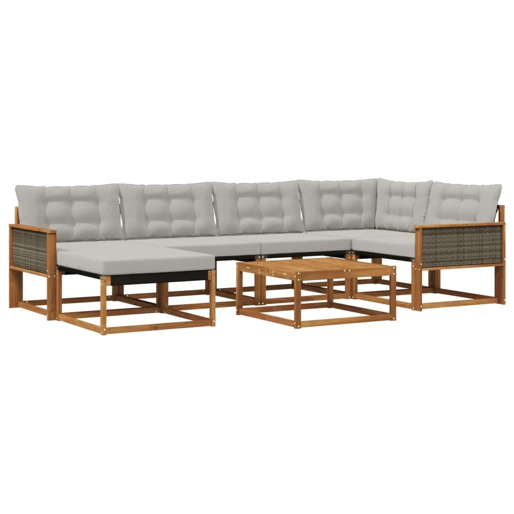 Set di divani da esterno 7 pcs Naturale e Grigio Chiaro