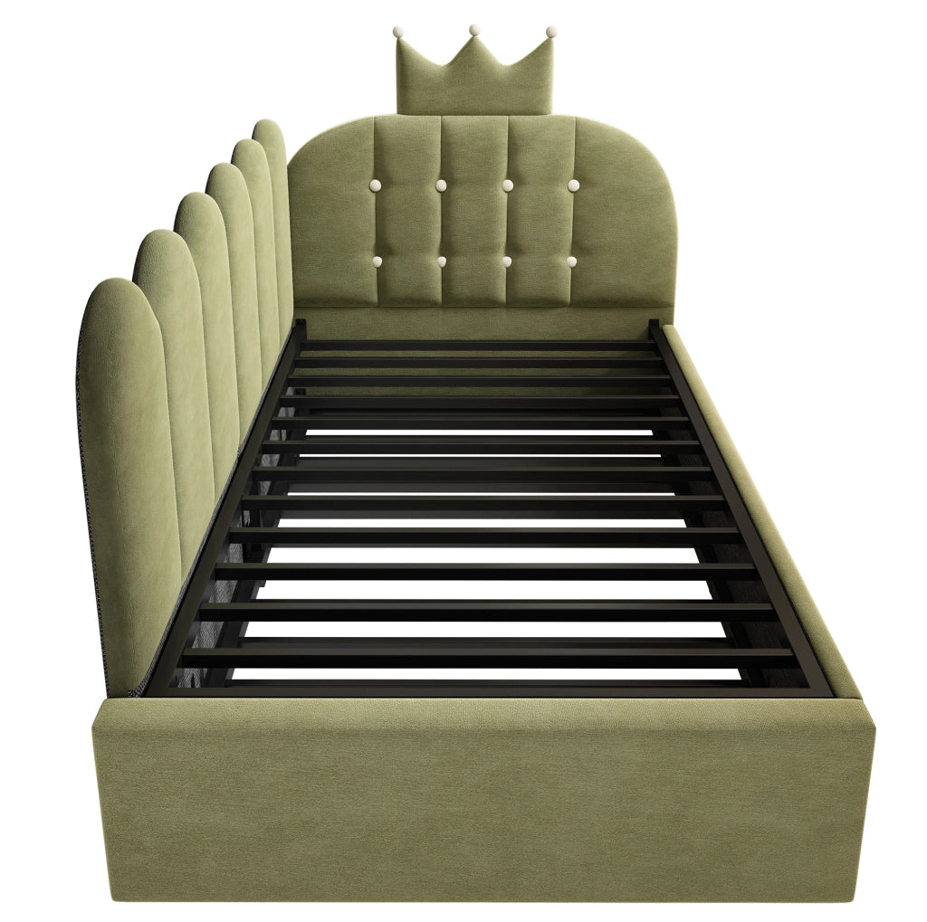 Letto estraibile 90x200 cm con secondo letto 90x190 cm; velluto verde