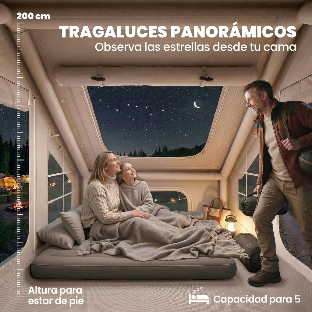 Tenda da Campeggio Inflabile con Camino e Lucernario ¨C zephmum ¨C Impermeabile UPF30+