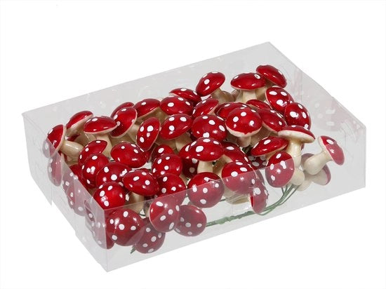 Set di Mini Funghi da Tavola da 72 - Decorazione di Natale - Decorazione di Autunno - Decorazione da Tavola - Attività di Fai da Te - 27 mm Spugna - Funghi da Decorazione
