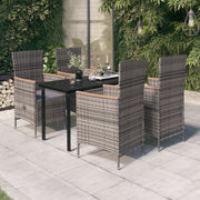Set da Pranzo da Giardino 5 pz con Cuscini Grigio 3099433
