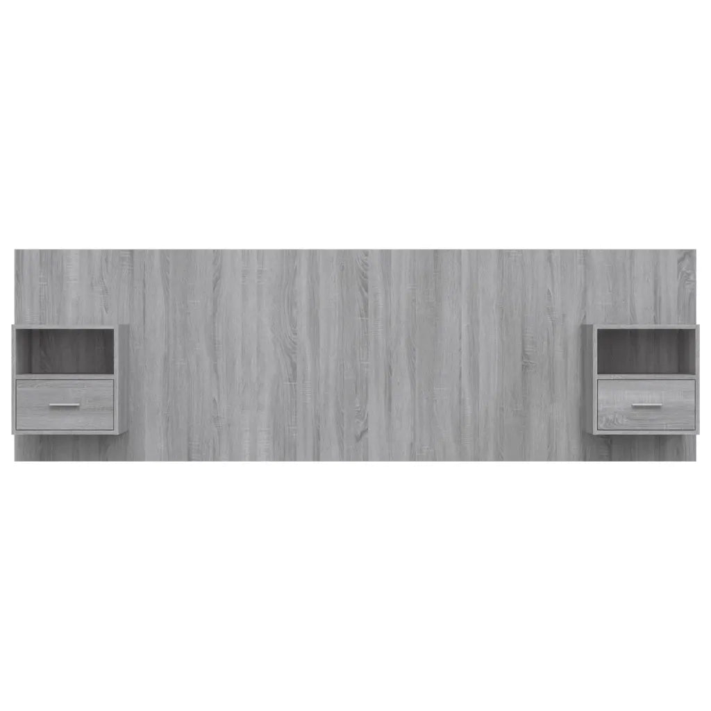 Testiera Letto con Comodini in Legno Multistrato Grigio Sonoma 3115722