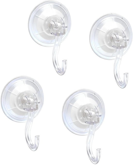 Set di Zughi per Superfici Liscie da 4 pezzi - Extra Resistenti - Riciclabili - per Superfici Liscie - Peso Massimo 5 kg - PVC Translucido - Materiale Plastico