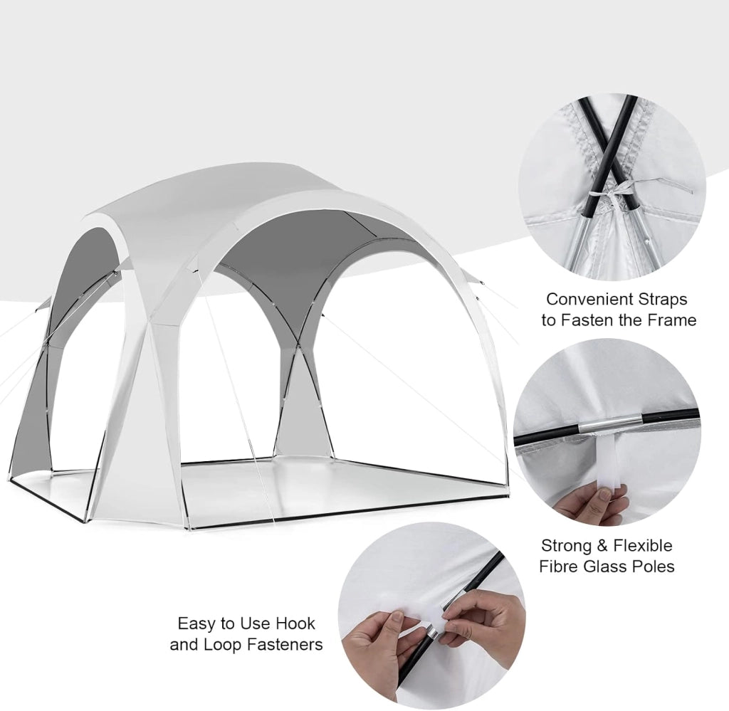 Tenda parasole pieghevole,327 x 327 x 270 cm,con protezione UPF 50+,tenda da spiaggia con borsa per il trasporto,parasole per 5-6 persone,portatile,tenda da spiaggia per famiglia,bianco