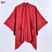 Sciarpa da donna, elegante mantello con cintura diagonale monocromatica