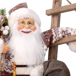 Babbo natale in tessuto bianco su scala cm xh45