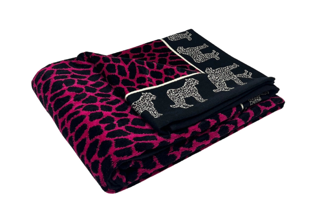 Telo Mare Jacquard Spugna Asciugamano Spiaggia Africa Ghepardo - Telo Mare - Fucsia