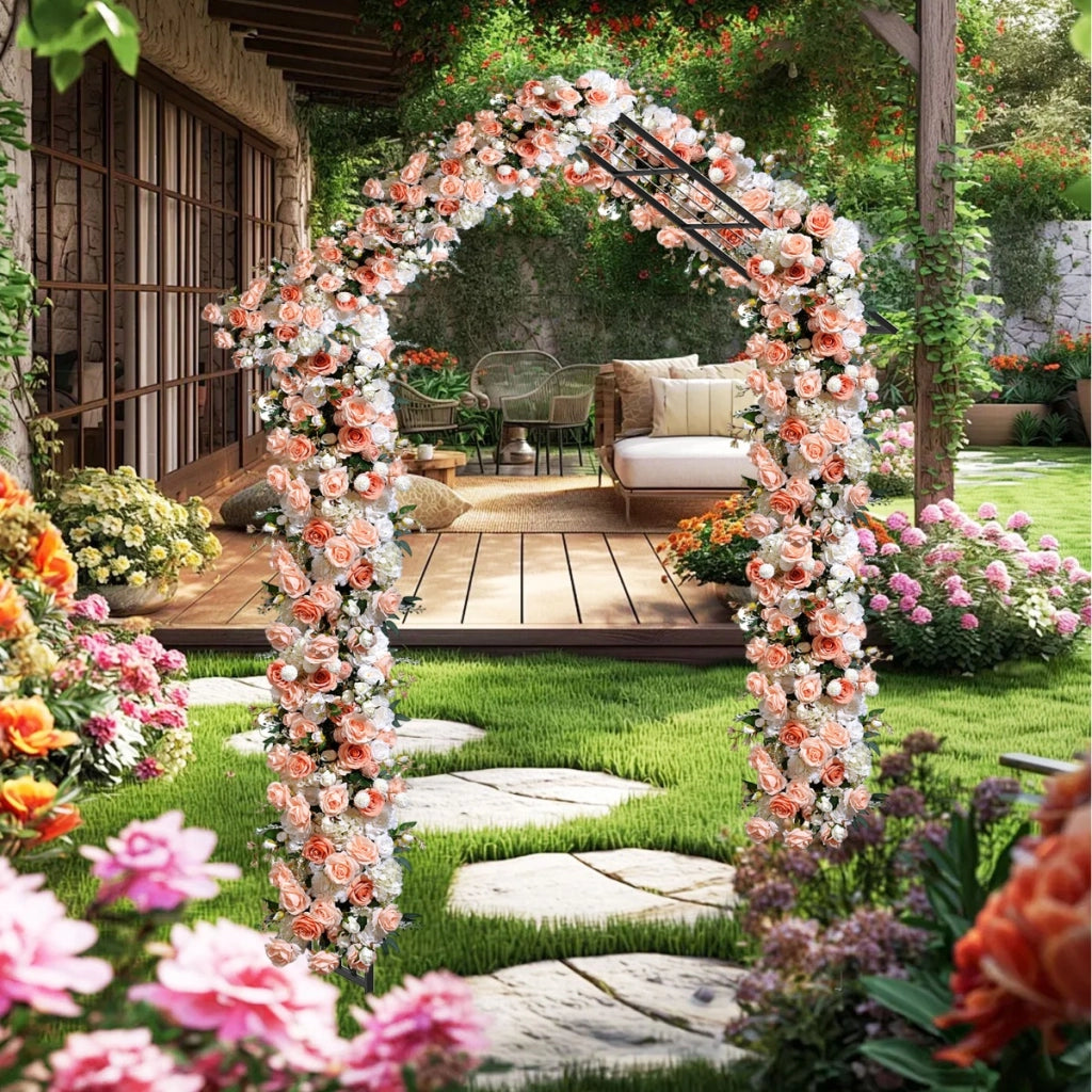Traliccio da giardino con barre trasversali laterali multiple, Arco da giardino moderno Nero