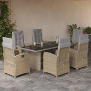 Set da Pranzo da Giardino 7 pz con Cuscini Beige in Polyrattancod mxl 93126