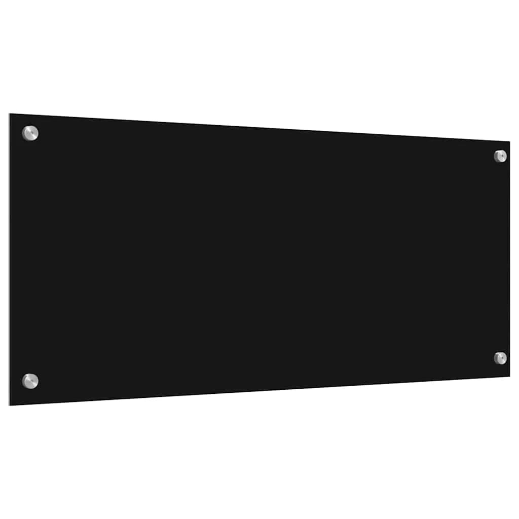 Set di 2 paraschizzi da cucina resistenti al calore dal design moderno 90 x 40 cm in vetro temperato nero 02_0056312