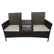 Divano da Giardino a 2 Posti con Tavolino in Polyrattan-Sofa da giardino Marrone