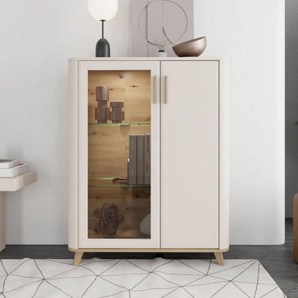 Mobile Espositore Castella, Vetrina 4 Ripiani, 90x40x116.5h cm Beige