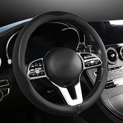 Auto stuurhoes universale 15 pollici, tessuto microvezzolato in pelle, tecnologia respirante, antiscivolo, confortevole, caldo in inverno e fresco in estate, nero