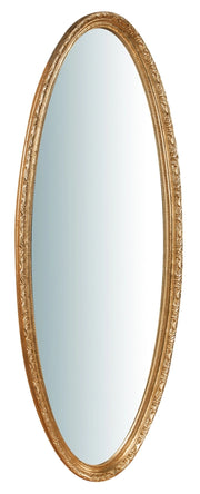 Biscottini Specchiera da parete in legno finitura foglia oro anticato L52xPR4,5xH133 cm Made in Italy