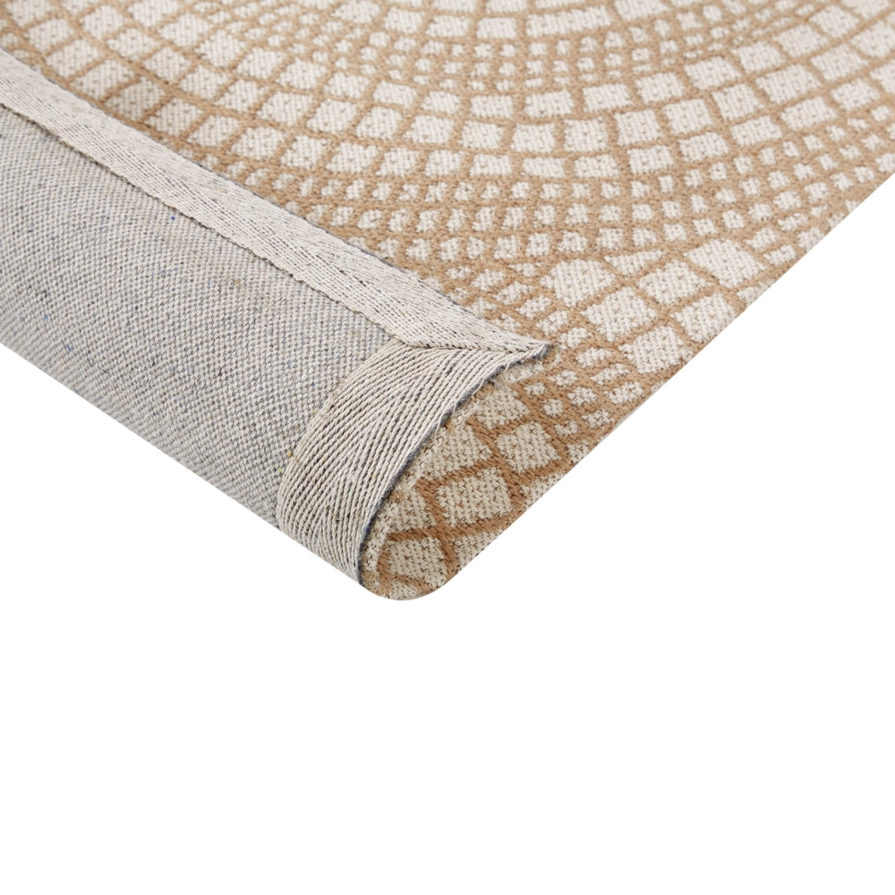 Tappeto da giardino beige e bianco in iuta 200 x 300 cm Rettangolare con motivo geometrico a trama piatta stile boho Camera da letto Soggiorno