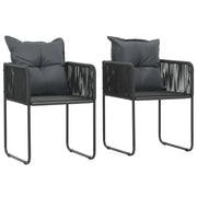 Sedie da Esterno 2 pz con Cuscini in Polyrattan Nere cod mxl 8565