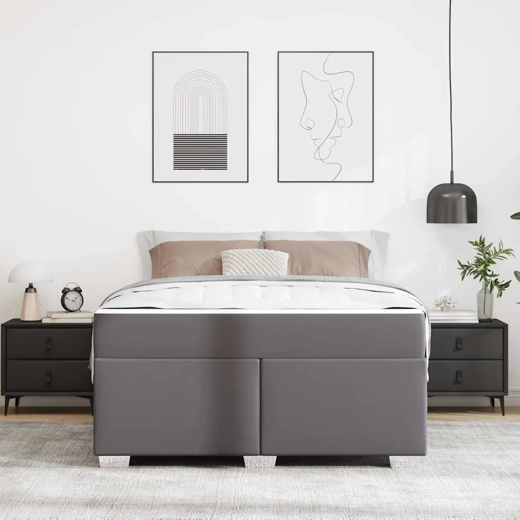 Struttura del letto con materasso Grigio 140 x 200 cm Tessuto