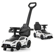 Auto da spinta 3-in-1 con 2 ruote universali volante musicale paracolpi e manubrio, Auto per bambini da 18 a 60 mesi Bianco-Biciclette e tricicli