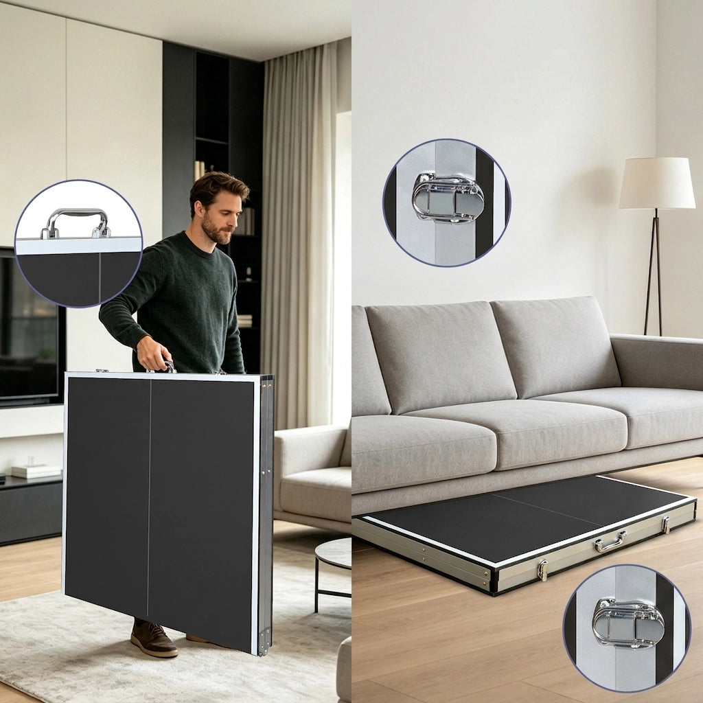 Tavolo da Ping Pong Pieghevole 182×91×76;2 cm 6 FT con Rete; 2 Racchette e 3 Palline; Nero