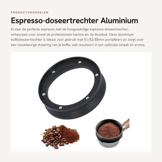 Treccia per dosatore di caffè in alluminio - Compatibile con portafiltro 51/53/58mm - Design antivento - Materiale resistente - Migliorata estrazione del caffè