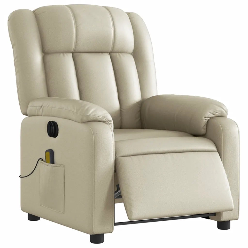 Poltrona Massaggiante Elettrica Reclinabile Crema Similpellecod mxl 85088