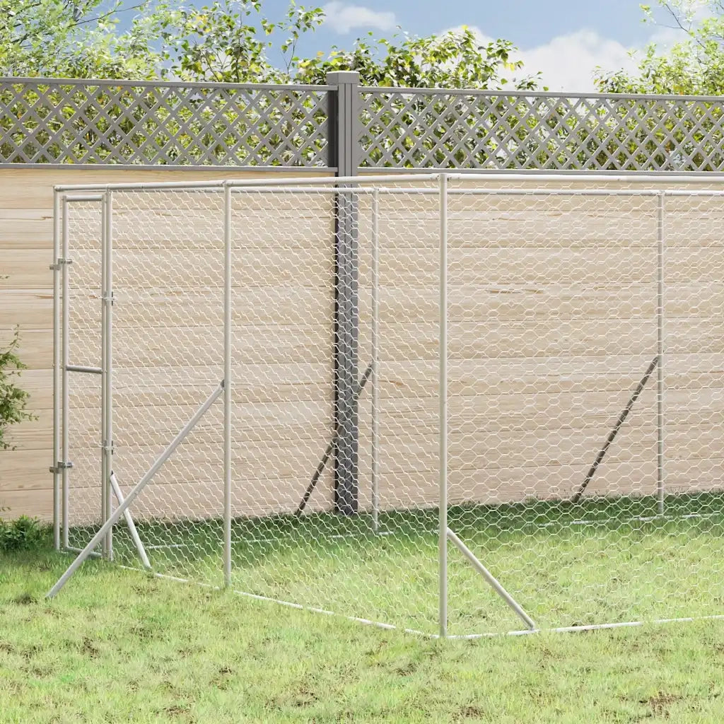 Cuccia per Cani da Esterno Argento 4x16x2 m in Acciaio Zincato