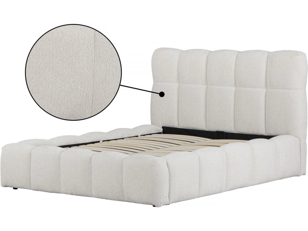 Letto matrimoniale in tessuto "Davos" con contenitore - 140 x 190 cm - Beige