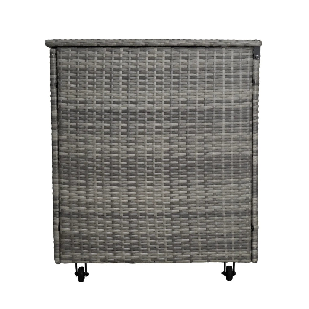 Set d'angolo in rattan e box da giardino Grigio Grande Cuscino Cassapanca 582L Outdoor