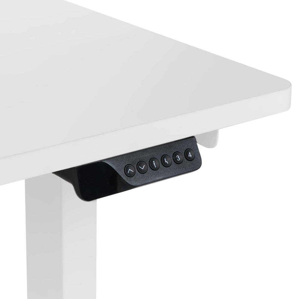 Scrivania elettrica regolabile a forma di L 160 x 59 cm Piano bianco lato sinistro stile moderno