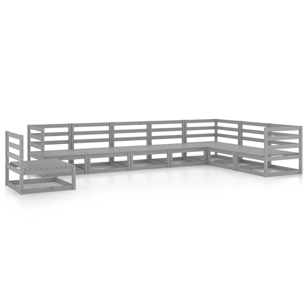 Set Divani da Giardino 8 pz Grigi in Legno Massello di Pino cod mxl 37548