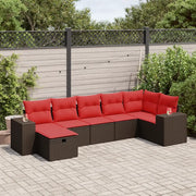 Set Divani da Giardino 7 pz con Cuscini Marrone in Polyrattan 3325710