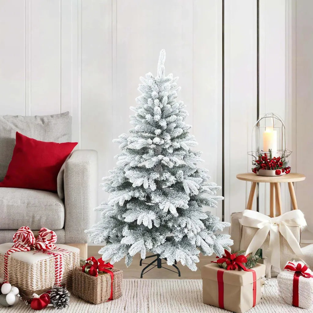 Albero di Natale Artificiale Snodato Foderato di Neve Bianco