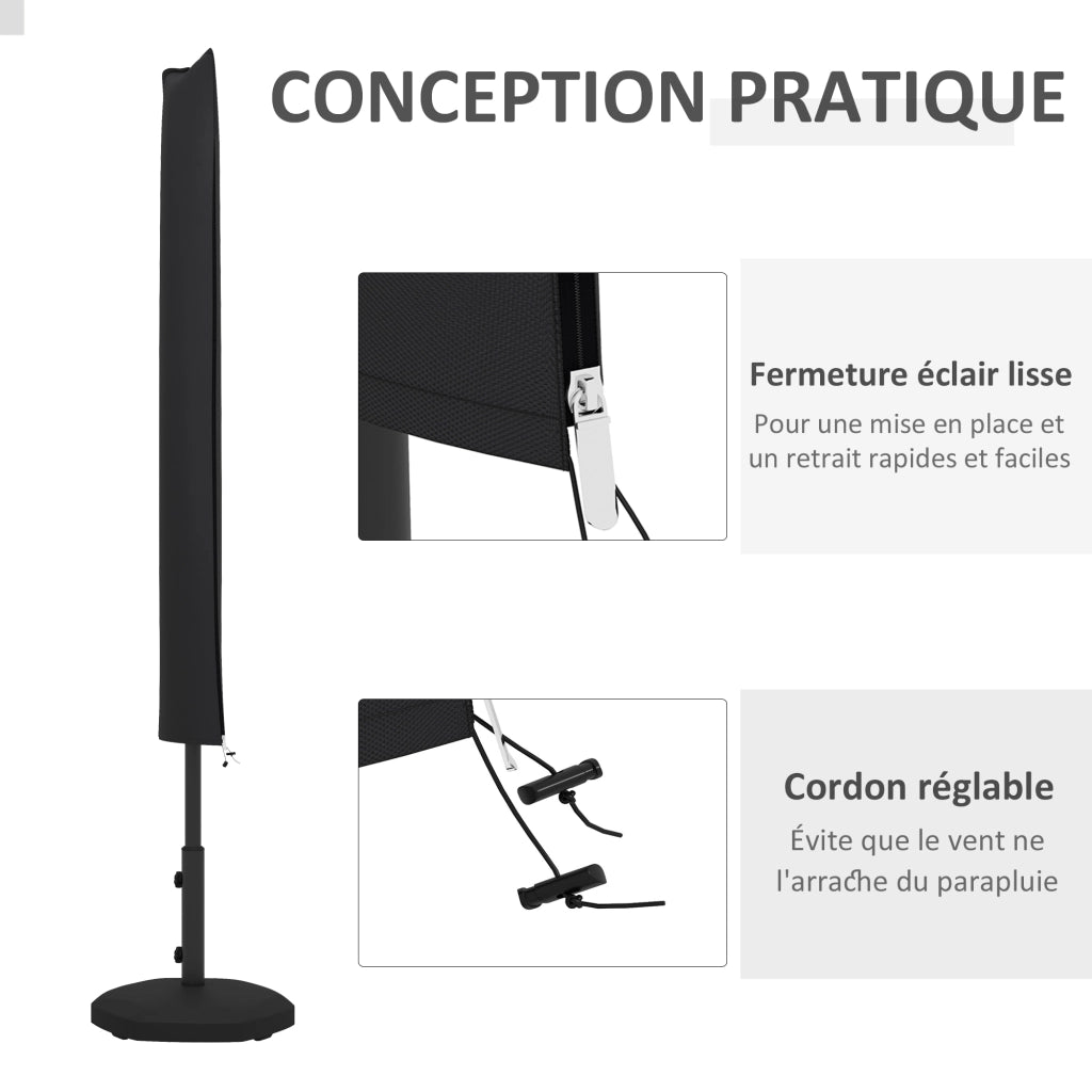 Copertura impermeabile per ombrellone con zip e cordino ¨C zephmum ¨C nero