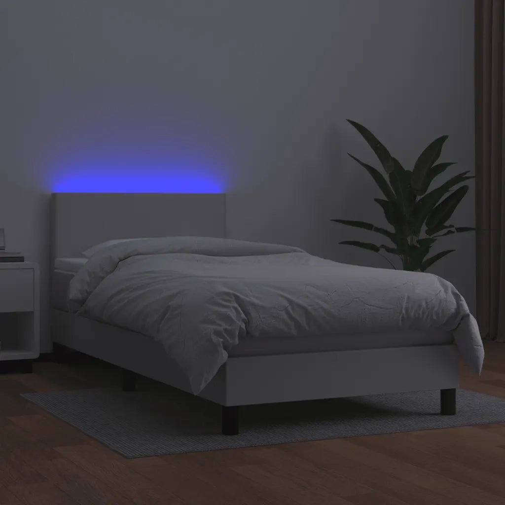 Giroletto Molle con Materasso e LED Bianco 80x200 cm Similpelle 3134070