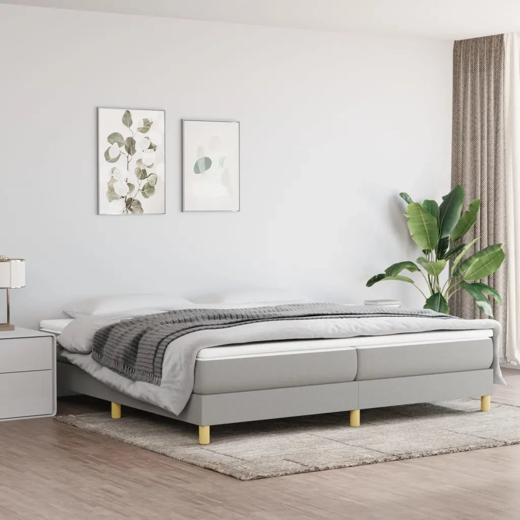Struttura Letto a Rete a Molle-Giroletto Grigio Chiaro 200x200 cm Tessuto 516828
