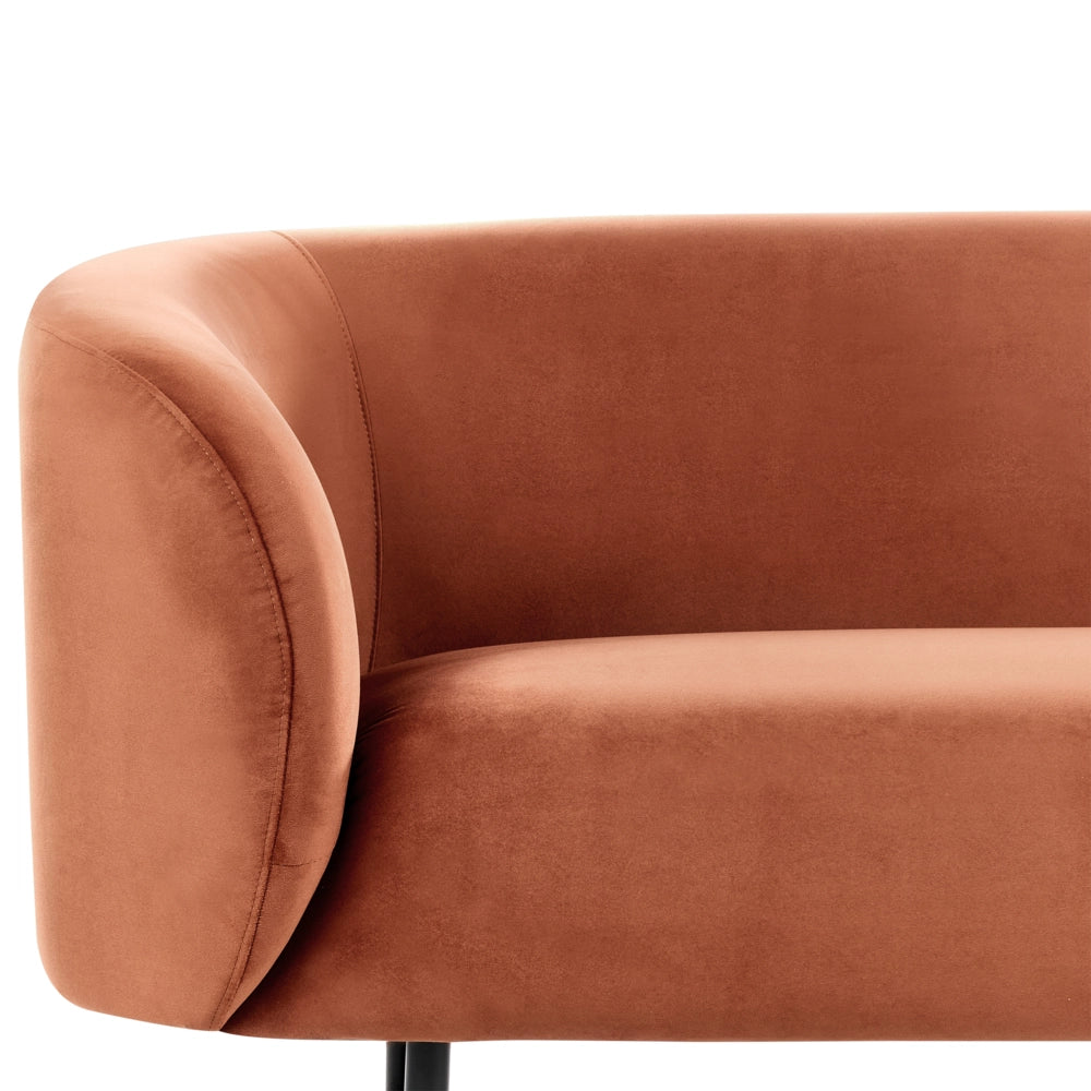 Divano 2 posti in poliestere arancione con gambe nere stile glamour retrò soggiorno