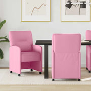 Sedie da Pranzo con Ruote 2 pcs Rosa 57 x 67 x 95 cm Tessuto 42017856