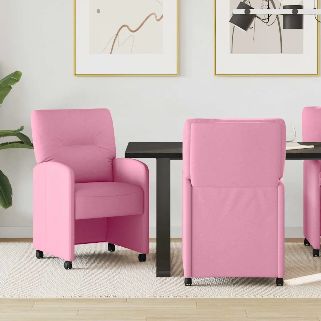 Sedie da Pranzo con Ruote 2 pcs Rosa 57 x 67 x 95 cm Tessuto 42017856