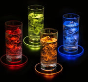 Set di 4 piedini illuminati, piedini per bicchieri, coperchio illuminato per bicchieri, illuminazione per bevande, piedini impermeabili, acrilico, rotondi, per bicchieri, bottiglie, feste, matrimoni, bar, Natale, pub