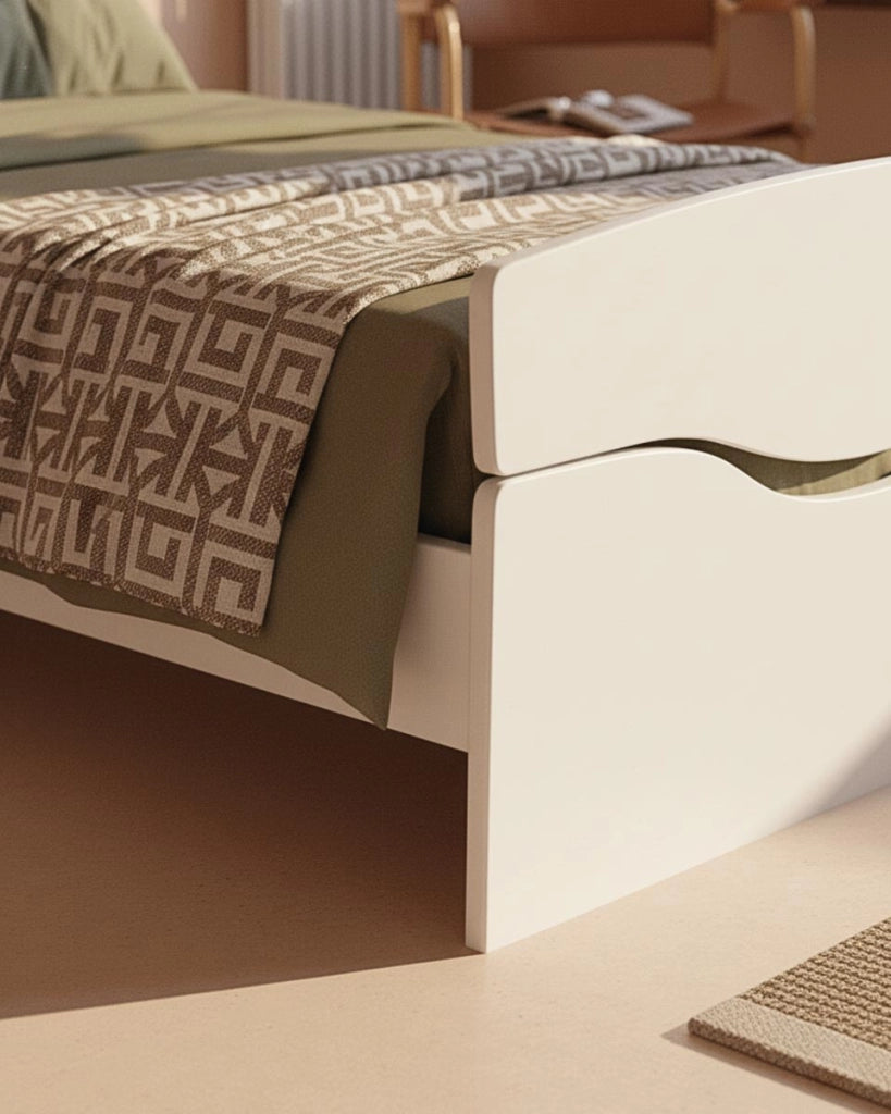 Letto Smile con fascioni e pediera - Letto singolo 127 x 197 - Struttura bianco - Rete e materasso esclusi_