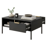 Karo, Tavolino da Salotto 2 Cassetti, 97x60x44h cm Nero Antracite