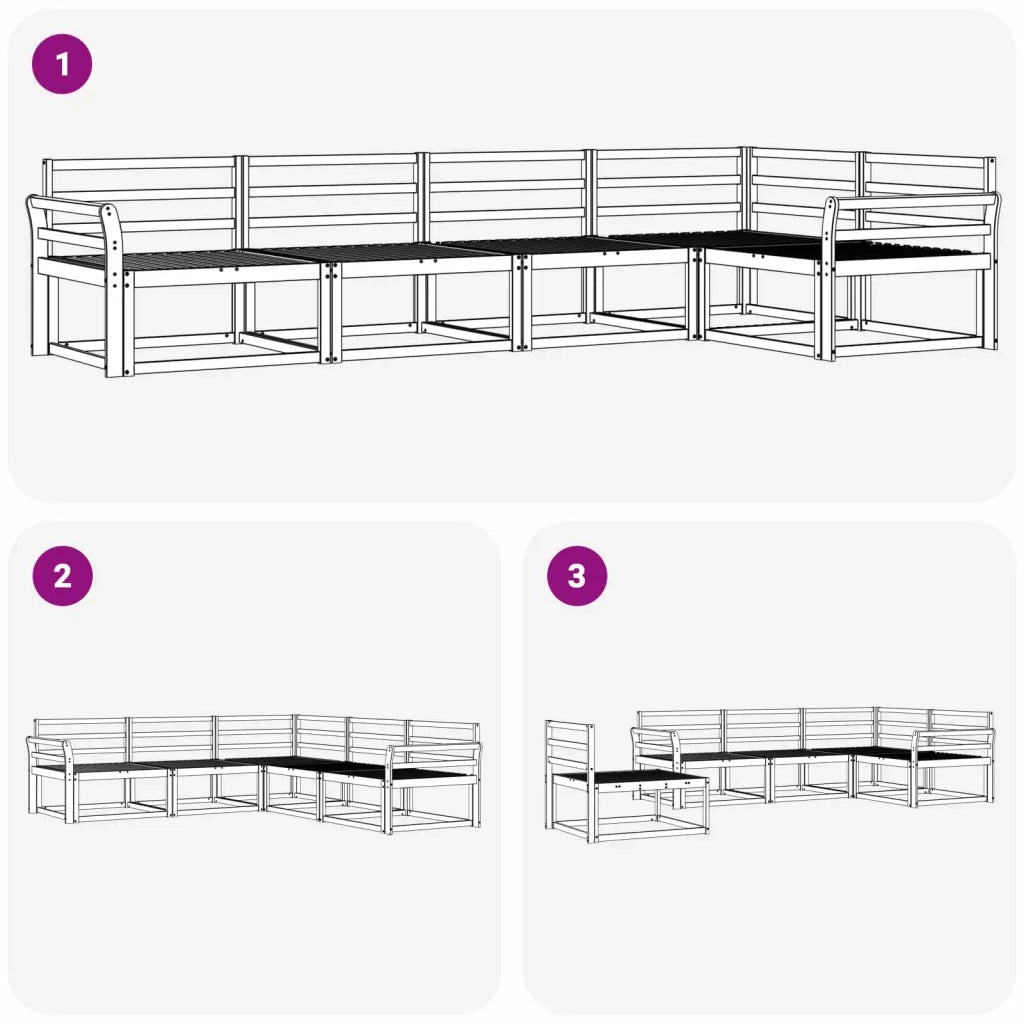 Set di divani da esterno 5 pcs Bianco 329 x 170,5 x 73 cm 3386443