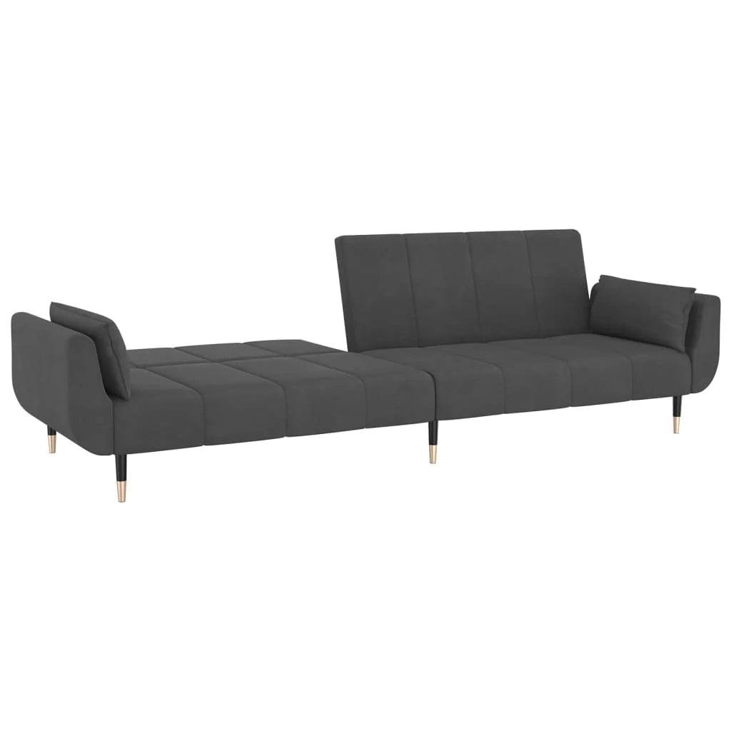 Divano letto a 2 posti trasformabile soggiorno letto per gli ospiti divano letto pieghevole per soggiorno interno casa posti a sedere con due cuscini velluto grigio scuro 02_0018944