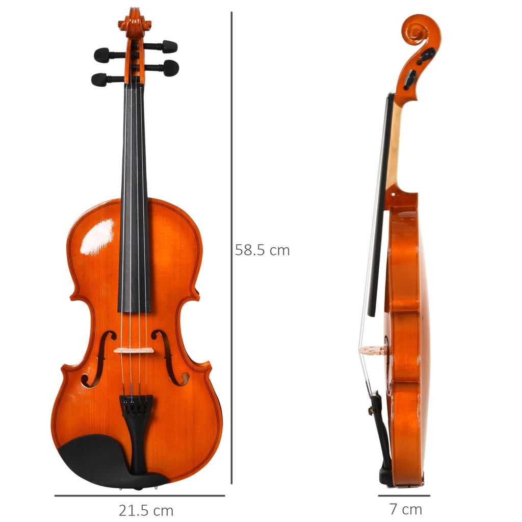 EasyComfort Violino 4/4 per Adulti con Accessori Inclusi (Custodia, Archetto, Corde, Ponticello, Accordatore) 58.5 x 21.5 x 7cm