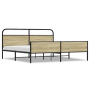 Letto matrimoniale | Letto per adulti | Giroletto senza Materaso in Metallo Rovere Sonoma 200x200 cm