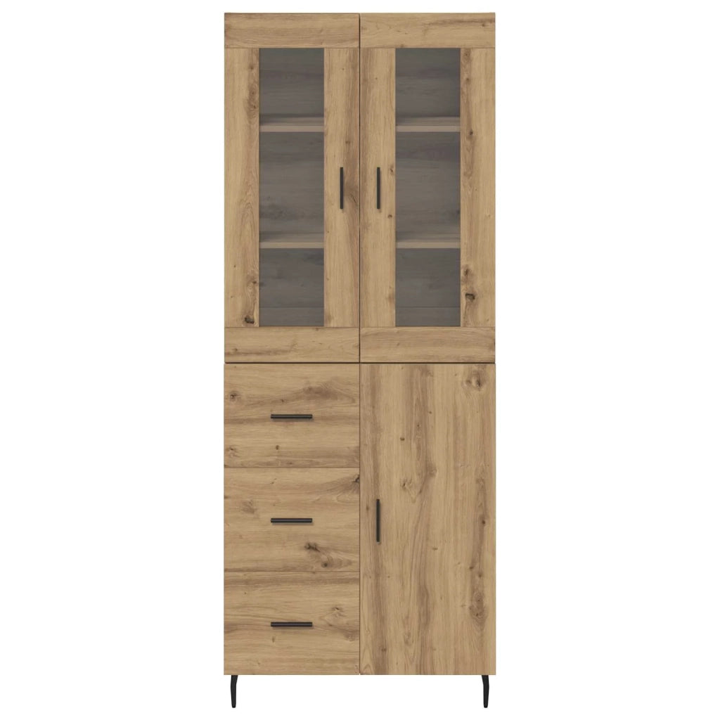 Credenza 2 pz-Set di 2 Buffet-Armadio da cucina Rovere artigianale Legno Stratificato e Vetro 533250