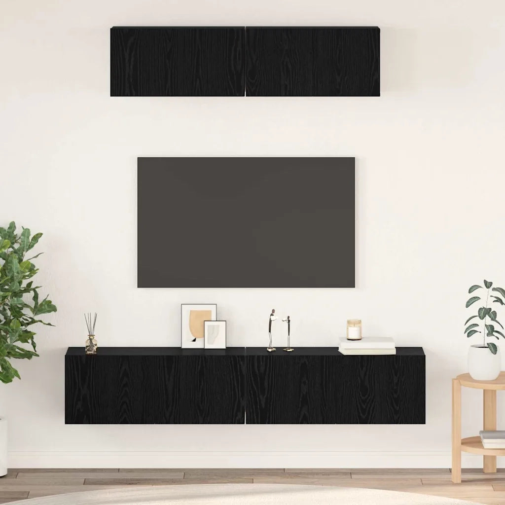 Set mobile TV 4 pcs Rovere Nero Legno multistrato 3393361