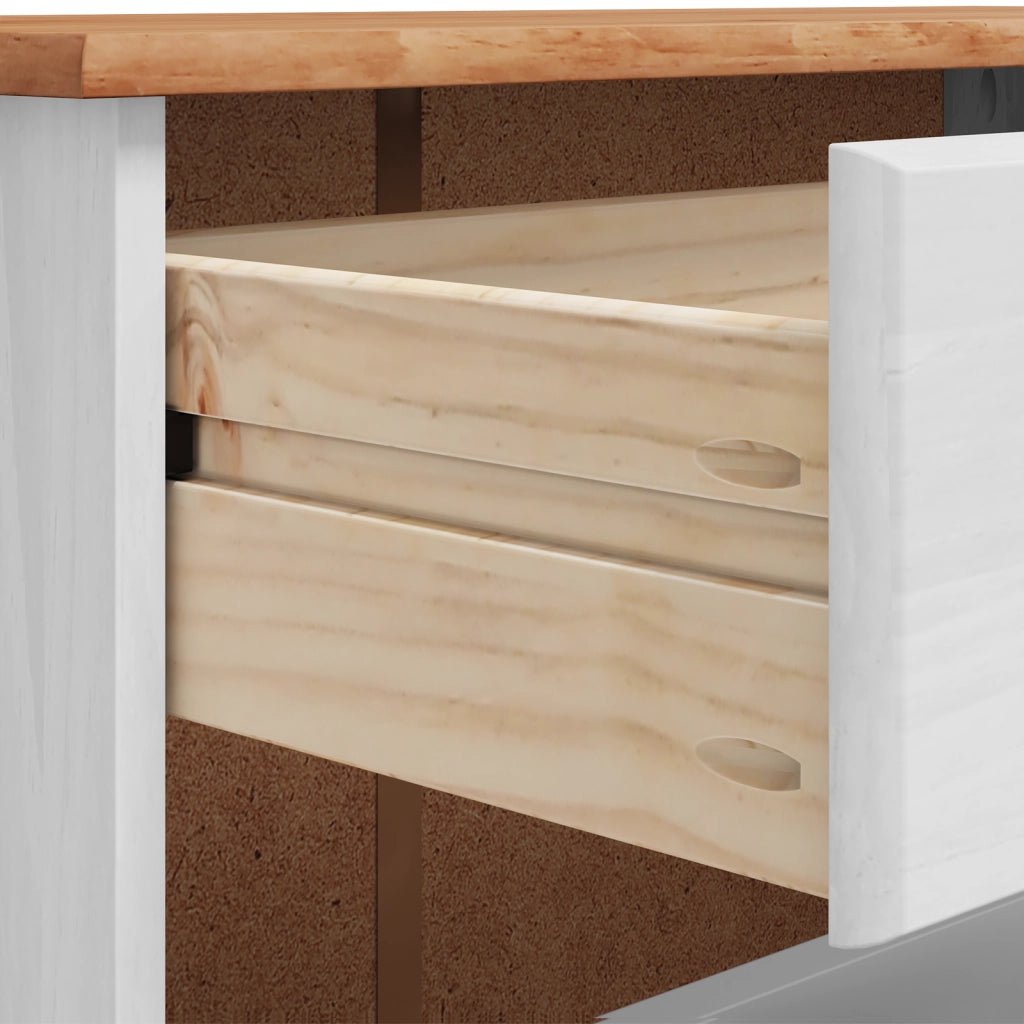 Armadio per scarpe ASKIM Bianco 85x35x108 cm in legno massello di pino