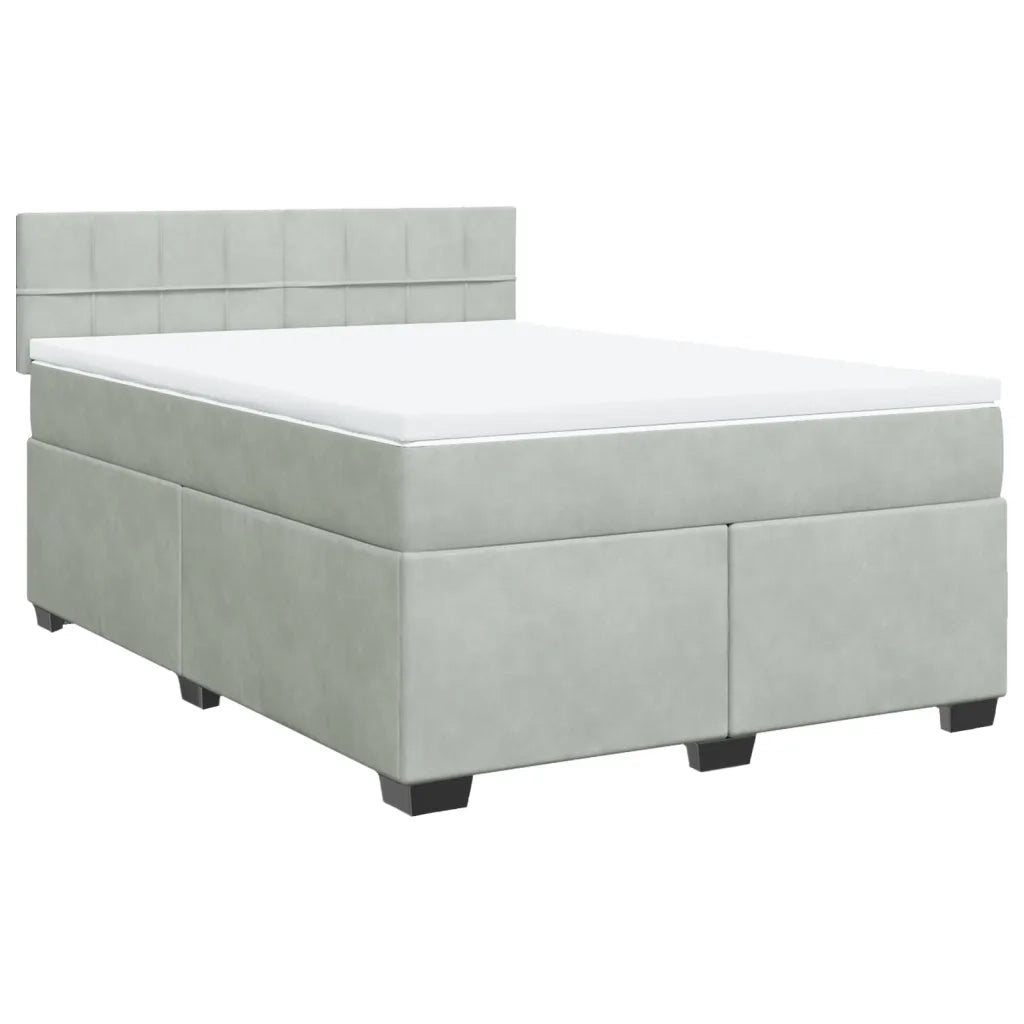 Giroletto a Molle con Materasso Grigio Chiaro 140x200cm Velluto 3286330